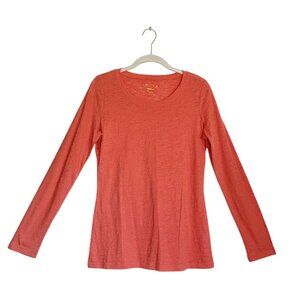 Maurices Women's Long Sleeve Casual Burnout Style Top in Orange - Sz M